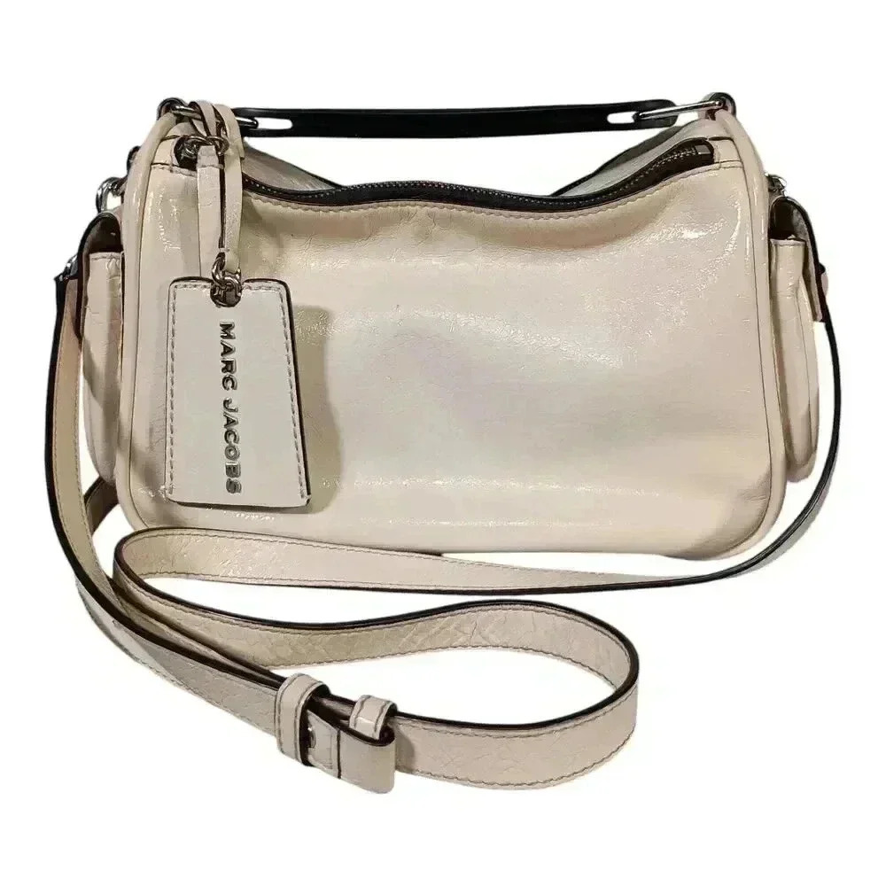 Marc Jacobs The Soft Box Satchel Top Handle Crossbody Ivory Leather Medium